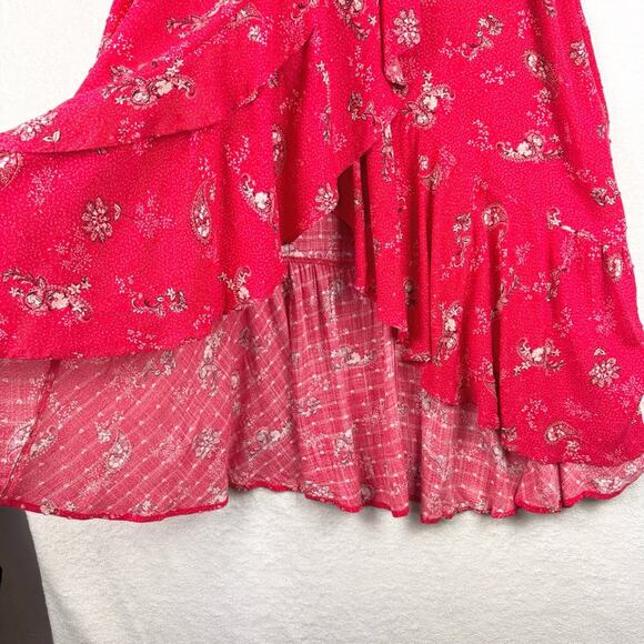 Torrid Maxi Swiss Dot Ruffle Hi-Low Skirt Joy Paisley Adrenaline Rush Red Sz 1X - Picture 8 of 15